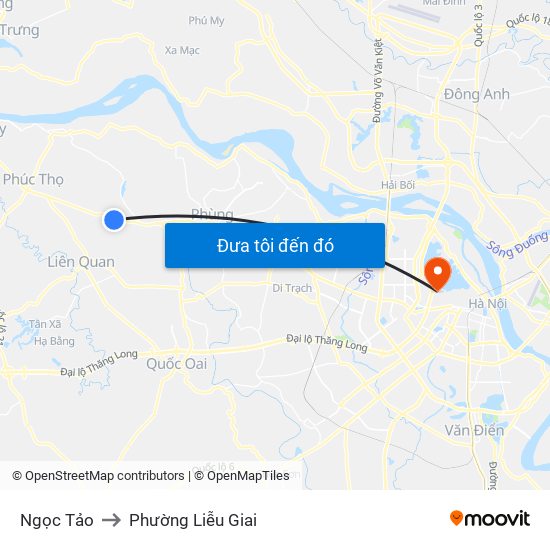 Ngọc Tảo to Phường Liễu Giai map