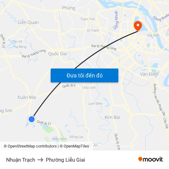 Nhuận Trạch to Phường Liễu Giai map