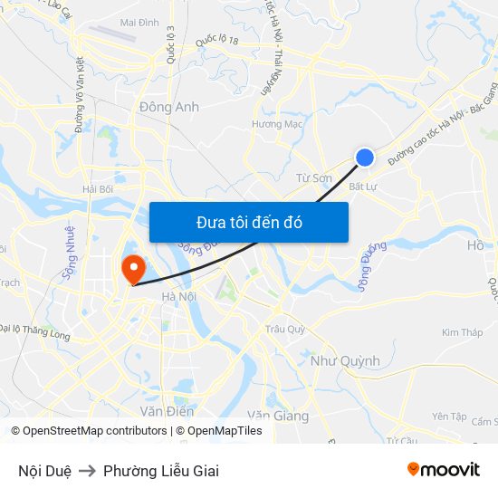 Nội Duệ to Phường Liễu Giai map