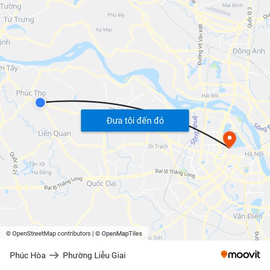 Phúc Hòa to Phường Liễu Giai map