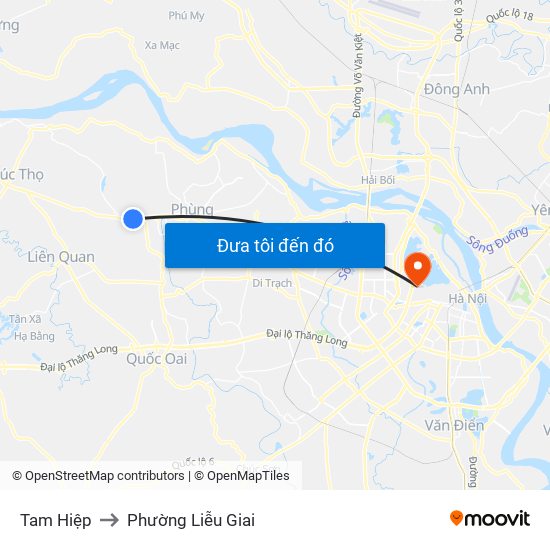 Tam Hiệp to Phường Liễu Giai map