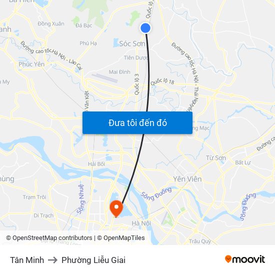Tân Minh to Phường Liễu Giai map