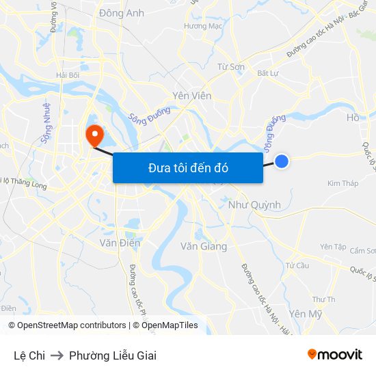 Lệ Chi to Phường Liễu Giai map