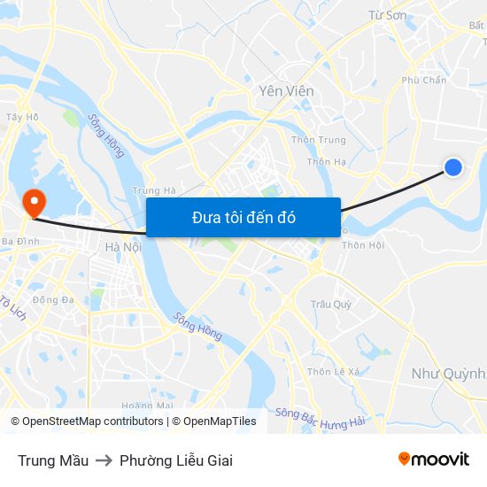 Trung Mầu to Phường Liễu Giai map