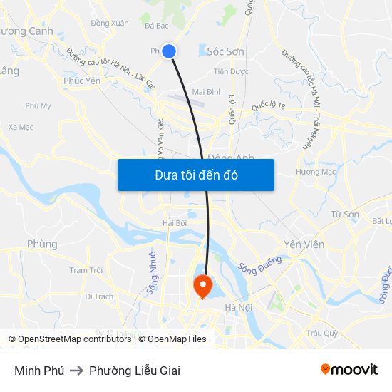 Minh Phú to Phường Liễu Giai map
