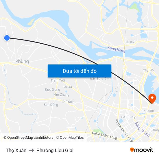 Thọ Xuân to Phường Liễu Giai map