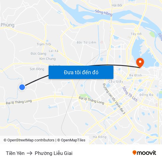 Tiền Yên to Phường Liễu Giai map