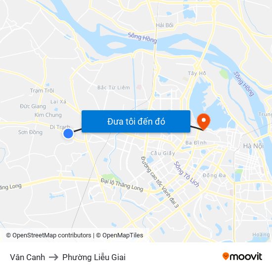 Vân Canh to Phường Liễu Giai map