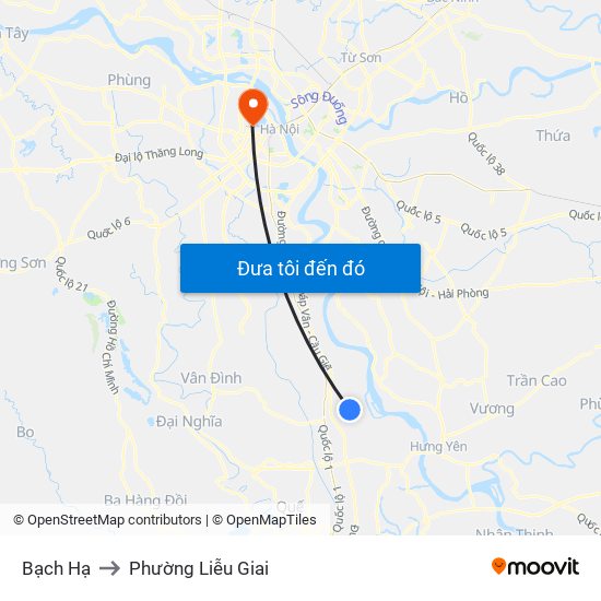 Bạch Hạ to Phường Liễu Giai map