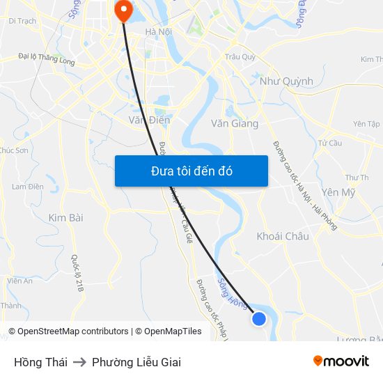 Hồng Thái to Phường Liễu Giai map