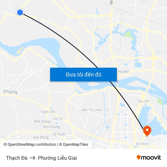 Thạch Đà to Phường Liễu Giai map