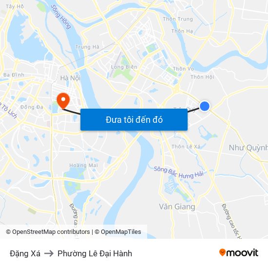 Đặng Xá to Phường Lê Đại Hành map