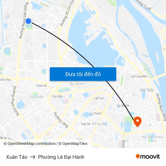 Xuân Tảo to Phường Lê Đại Hành map