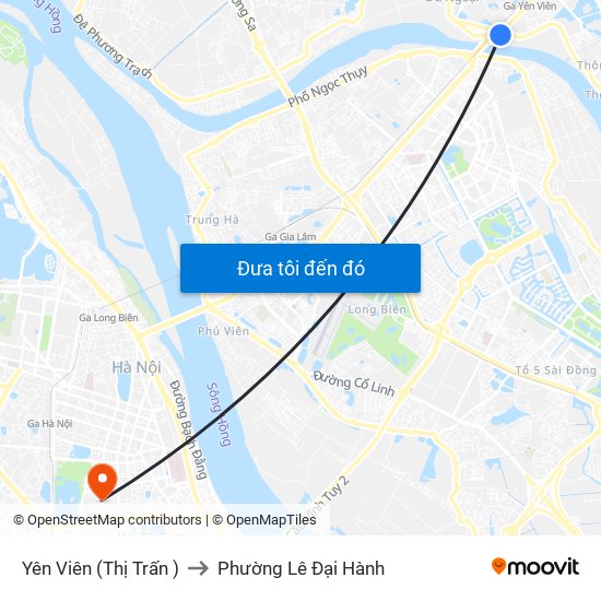 Yên Viên (Thị Trấn ) to Phường Lê Đại Hành map