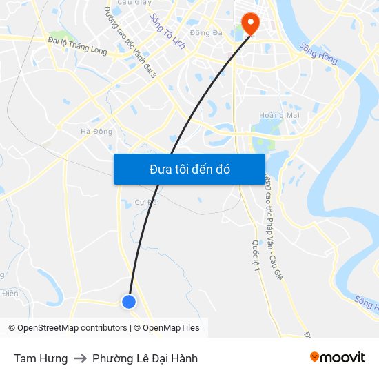 Tam Hưng to Phường Lê Đại Hành map