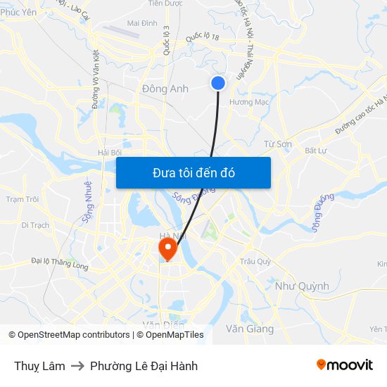 Thuỵ Lâm to Phường Lê Đại Hành map
