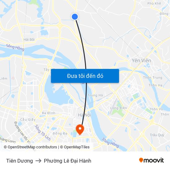Tiên Dương to Phường Lê Đại Hành map