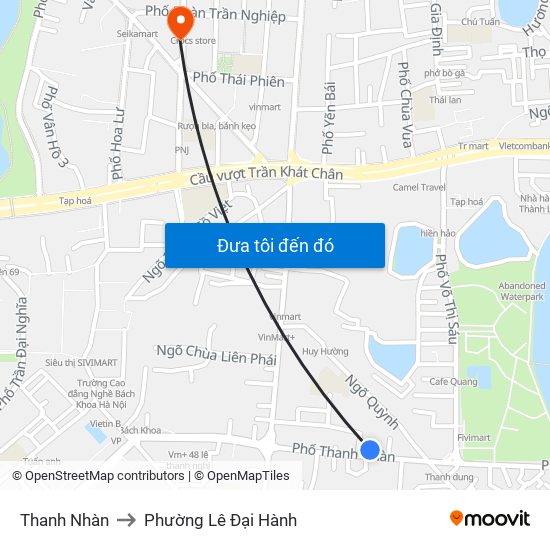 Thanh Nhàn to Phường Lê Đại Hành map