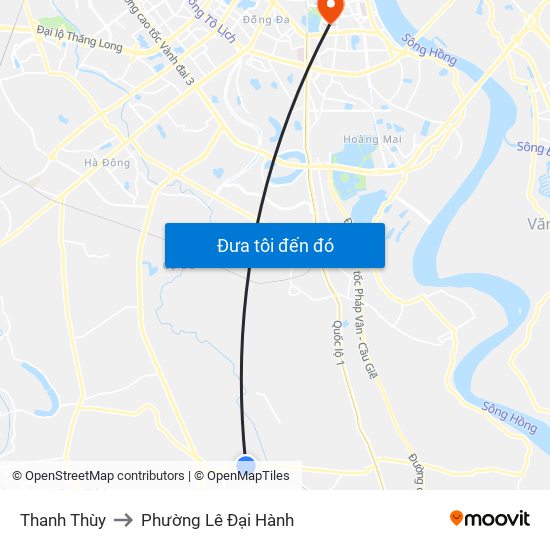 Thanh Thùy to Phường Lê Đại Hành map