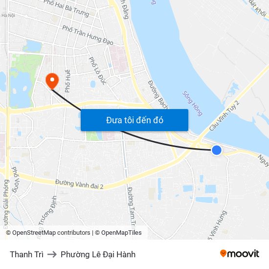 Thanh Trì to Phường Lê Đại Hành map