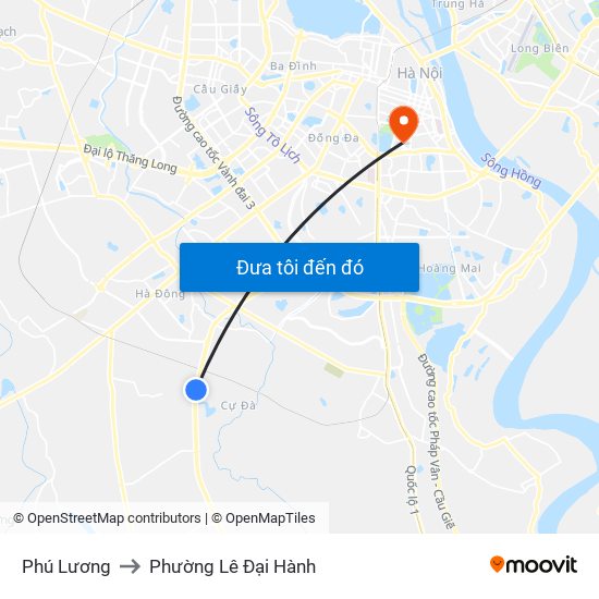 Phú Lương to Phường Lê Đại Hành map