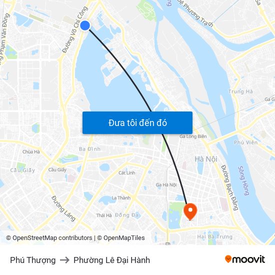 Phú Thượng to Phường Lê Đại Hành map