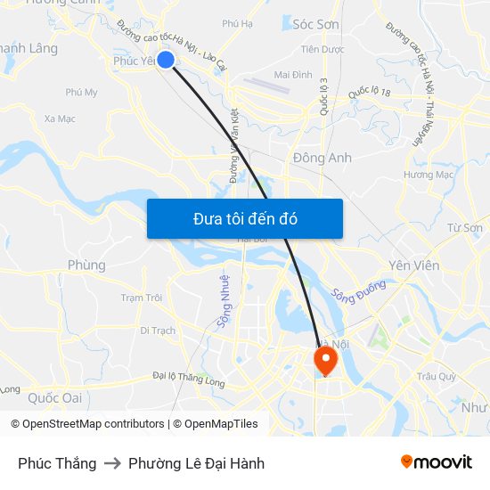 Phúc Thắng to Phường Lê Đại Hành map
