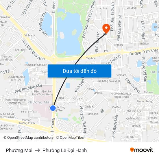 Phương Mai to Phường Lê Đại Hành map