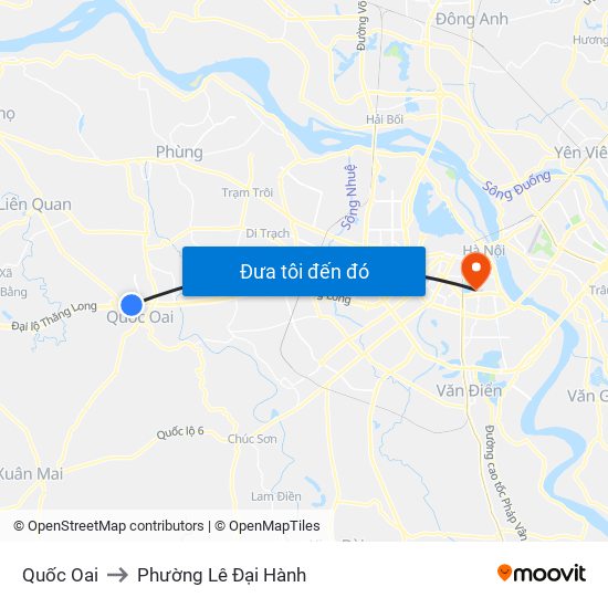 Quốc Oai to Phường Lê Đại Hành map