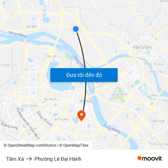 Tầm Xá to Phường Lê Đại Hành map