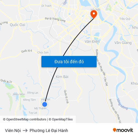 Viên Nội to Phường Lê Đại Hành map