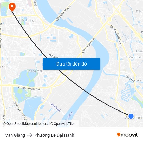Văn Giang to Phường Lê Đại Hành map