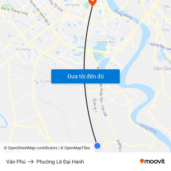 Văn Phú to Phường Lê Đại Hành map