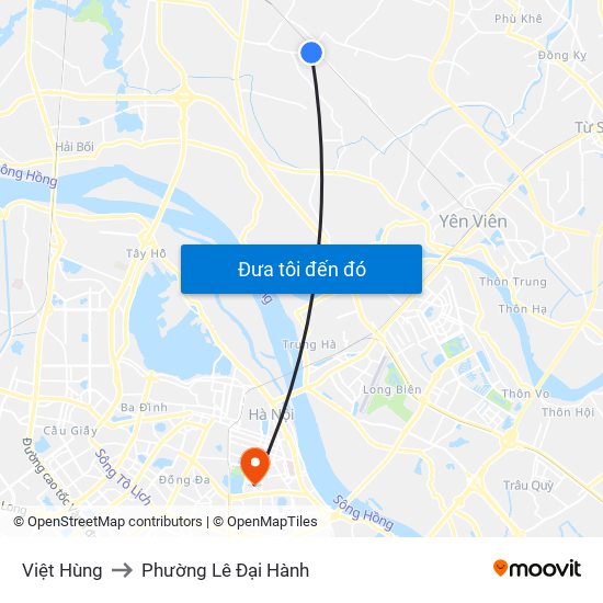 Việt Hùng to Phường Lê Đại Hành map