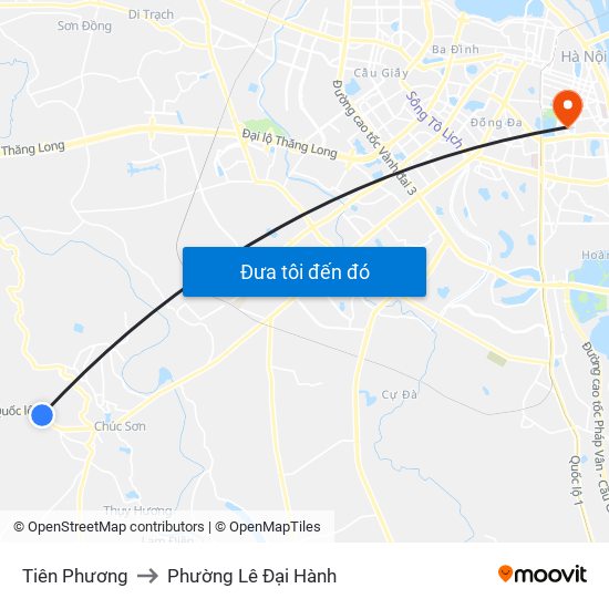 Tiên Phương to Phường Lê Đại Hành map