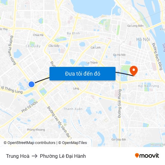 Trung Hoà to Phường Lê Đại Hành map