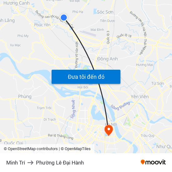 Minh Trí to Phường Lê Đại Hành map