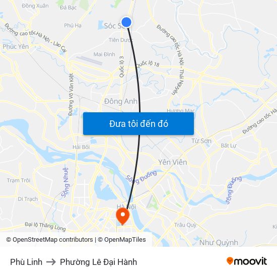 Phù Linh to Phường Lê Đại Hành map