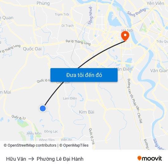 Hữu Văn to Phường Lê Đại Hành map