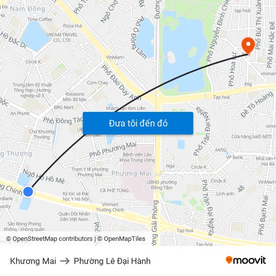 Khương Mai to Phường Lê Đại Hành map