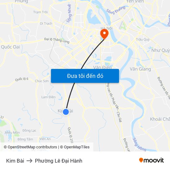 Kim Bài to Phường Lê Đại Hành map