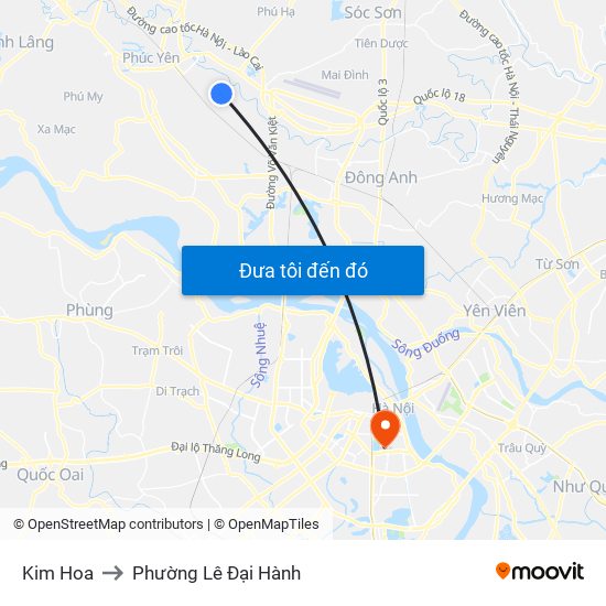 Kim Hoa to Phường Lê Đại Hành map