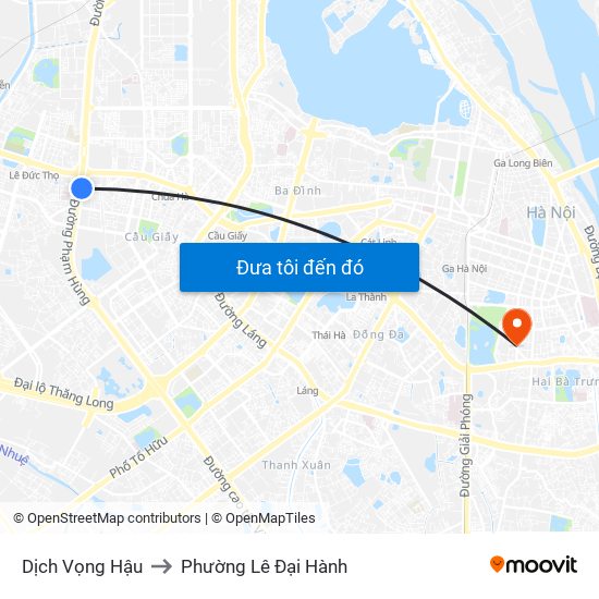 Dịch Vọng Hậu to Phường Lê Đại Hành map