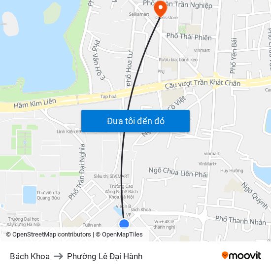 Bách Khoa to Phường Lê Đại Hành map