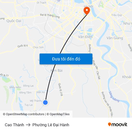 Cao Thành to Phường Lê Đại Hành map