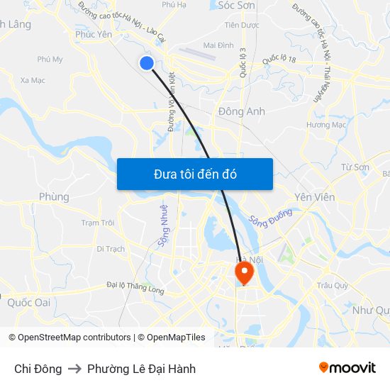 Chi Đông to Phường Lê Đại Hành map