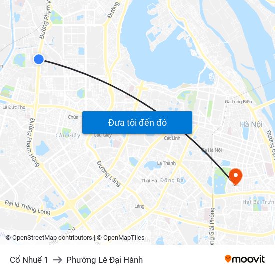 Cổ Nhuế 1 to Phường Lê Đại Hành map