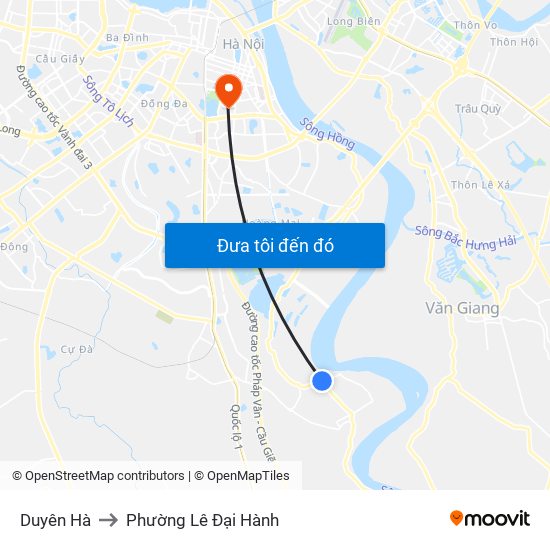 Duyên Hà to Phường Lê Đại Hành map