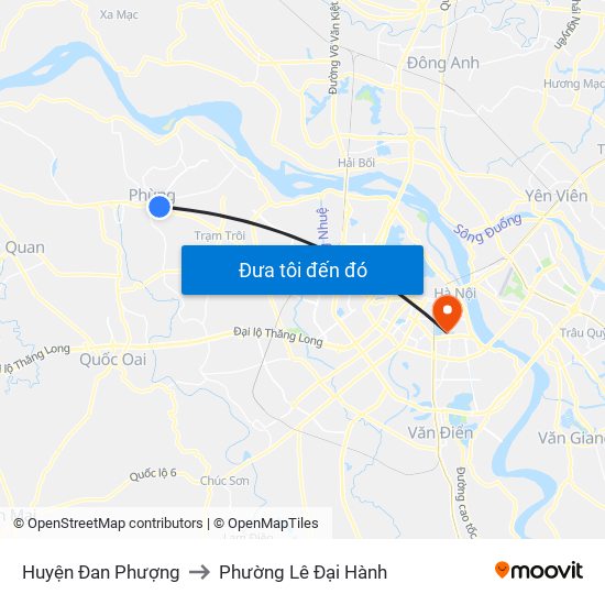Huyện Đan Phượng to Phường Lê Đại Hành map