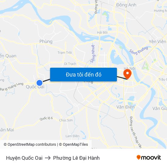 Huyện Quốc Oai to Phường Lê Đại Hành map